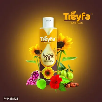 Treyfa Sunflower flower oil for hair growth and anti hairfall | hair follicle strengthening oil for frizz free shinier hair | With Sunflower Oil, Hibiscus Oil, Red Onion, Olive Oil, Jojoba Oil and vir