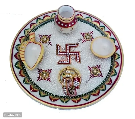 Beautiful Marble Pooja Thali