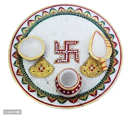 Beautiful Marble Pooja Thali-thumb0