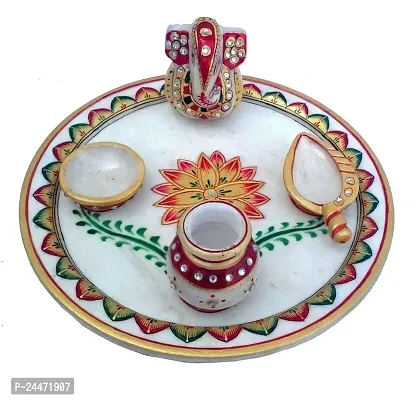 Beautiful Marble Pooja Thali