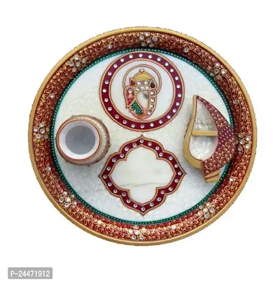 Beautiful Marble Pooja Thali