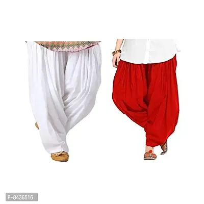 Prabha creations Cotton salwar combo pack for women (pack of 2) (White & Red)