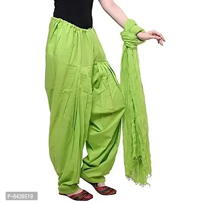 Prabha creations cotton Patiyala salwar with dupatta for women (free size) (perrot green)-thumb2