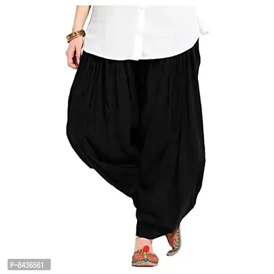 Prabha Creations | Women's Loose fit Cotton semi Patiyala Pant Plus Size Black 3XL