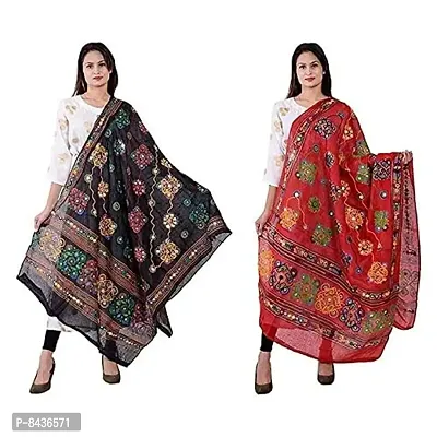Prabha creations Women's Printed rajasthani Cotton Dupatta (Pack of 2) Multicolored_Free Size