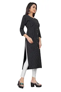 Regina Womens Casual Wear Digital Printed Cotton Straight A-Line Kurties for Womens and Girls (Black) (Size: Small-thumb1