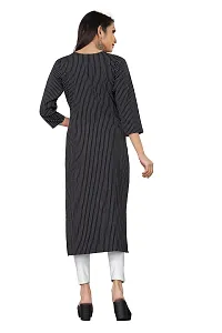 Regina Womens Casual Wear Digital Printed Cotton Straight A-Line Kurties for Womens and Girls (Black) (Size: Small-thumb2