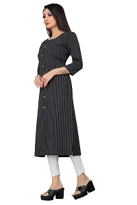 Regina Womens Casual Wear Digital Printed Cotton Straight A-Line Kurties for Womens and Girls (Black) (Size: Small-thumb3