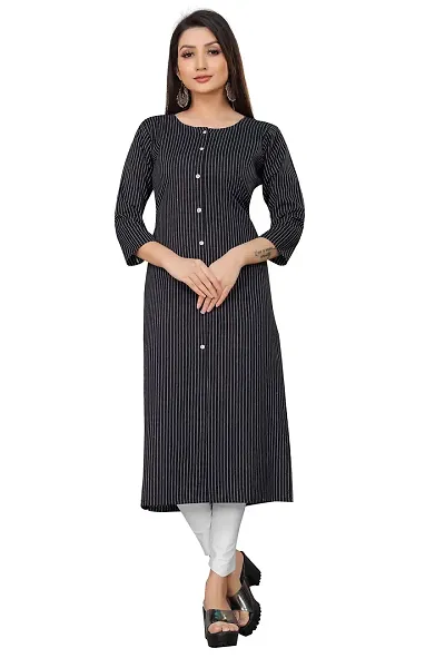 Regina Womens Casual Wear Digital Straight A-Line Kurties for Womens and Girls (Black) (Size: X-Large