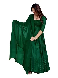 Panjurli Revert Diamond Work Rayon Fabric Flared Gown With Attached Dupatta for Women-thumb3