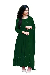 Panjurli Revert Diamond Work Rayon Fabric Flared Gown With Attached Dupatta for Women-thumb1