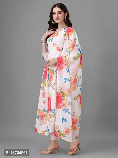 Revert Moti Work Floral Printed Georgette Stitched Gown with Dupatta-thumb4