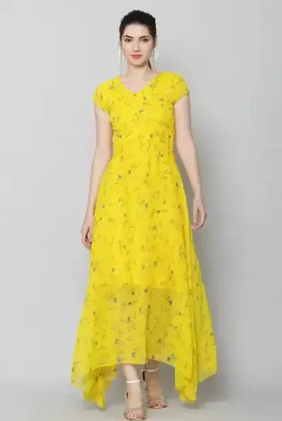 Flowers Georgette Dress For Women