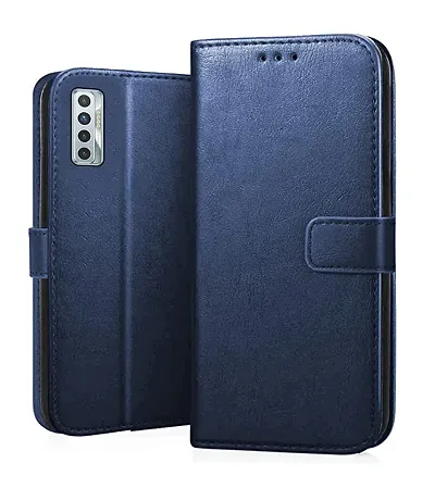 Cloudza?Tecno Camon 17 Blue?Flip Back Cover | PU Leather Flip Cover Wallet Case with TPU Silicone Case Back Cover for Tecno Camon 17 Blue