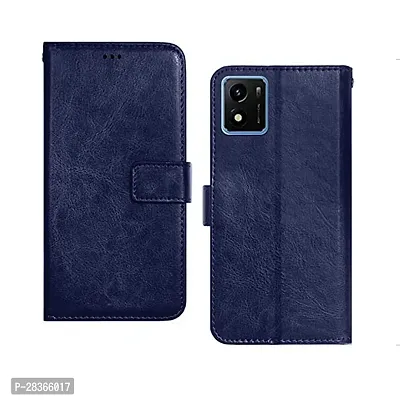 Use2Kart Flip Cover for Vivo Y01 Blue-Color Leather Finish | Inbuilt Stand  Pockets | Wallet Style Flip Back Cover-thumb0