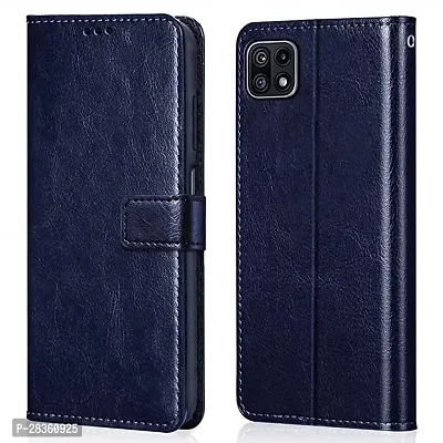 Stylish Faux Leather Samsung Galaxy A22 5G Back Cover-thumb0