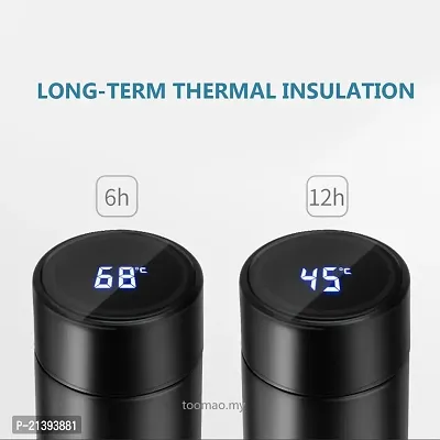 Bottle Temperature Display Indicator Insulated Stainless Steel Smart Water Bottle,Double Wall Vacuum Intelligent Cup,Perfect for Hot and Cold Drinks,500ml (Black)-thumb4