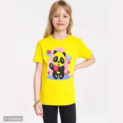 Girls Printed Round Neck Half Sleeve Regular Fit TShirt for Girl Slim Fit Polyester Tshirt For Girl