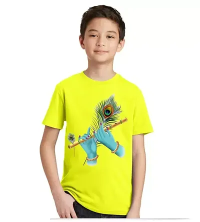 Exclusive Printed Yellow Polyester T-Shirt For Kids