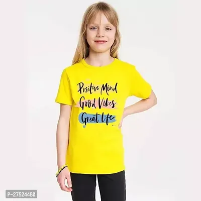 Girls Printed Round Neck Half Sleeve Regular Fit TShirt for Girl Slim Fit Polyester Tshirt For Girl-thumb0