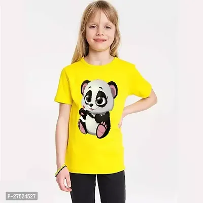 Girls Printed Round Neck Half Sleeve Regular Fit TShirt for Girl Slim Fit Polyester Tshirt For Girl