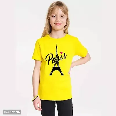Girls Printed Round Neck Half Sleeve Regular Fit TShirt for Girl Slim Fit Polyester Tshirt For Girl