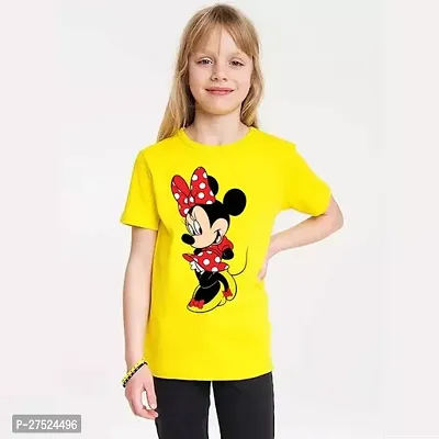 Girls Printed Round Neck Half Sleeve Regular Fit TShirt for Girl Slim Fit Polyester Tshirt For Girl