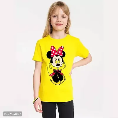 Girls Printed Round Neck Half Sleeve Regular Fit TShirt for Girl Slim Fit Polyester Tshirt For Girl