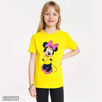 Girls Printed Round Neck Half Sleeve Regular Fit TShirt for Girl Slim Fit Polyester Tshirt For Girl