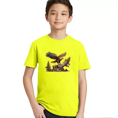 Exclusive Printed Yellow Polyester T-Shirt For Kids