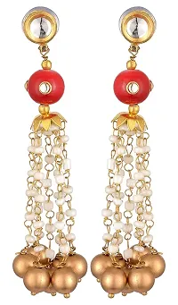 Kshitij Jewels Women's Stunning Alloy Beaded Earring - Red [KJS247]-thumb1
