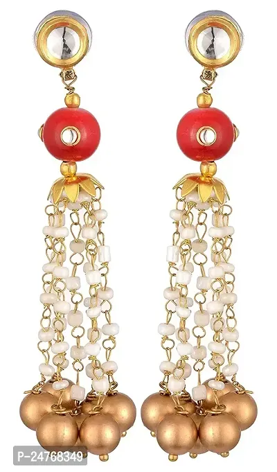 Kshitij Jewels Women's Stunning Alloy Beaded Earring - Red [KJS247]-thumb2