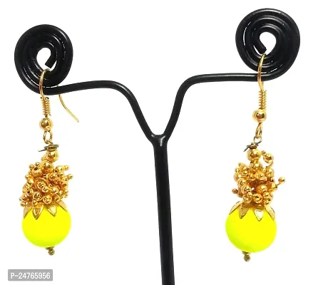 Kshitij Jewels Women's Trendy Alloy Earings Set - Yellow [KJN071]