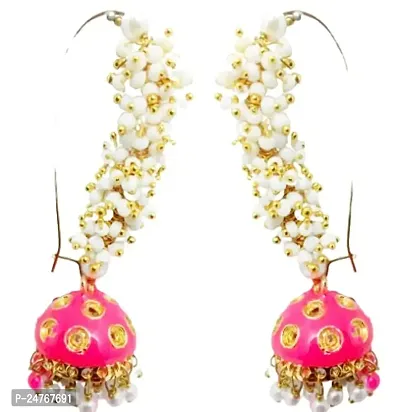 Kshitij Jewels Women's Beautiful Alloy Earrings - Pink [KJD156]-thumb0