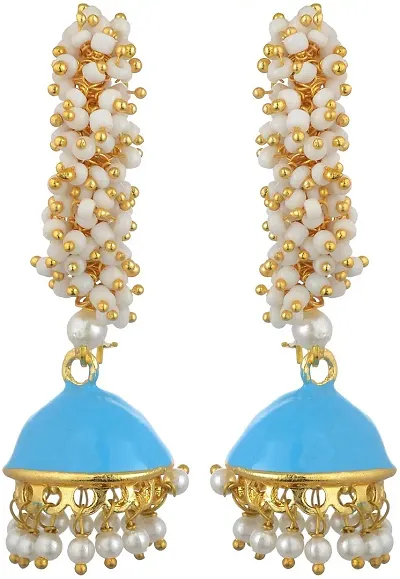 New Elegant Beaded Gold Alloy Dangler Earrings