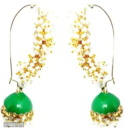 Kshitij Jewels Women's Beautiful Alloy Earrings - Green [KJD152]-thumb0