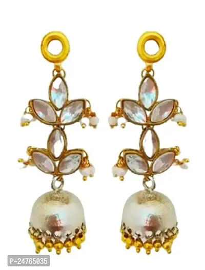 Kshitij Jewels Women's Exquisite Classy Alloy Earrings - White [KJP073]