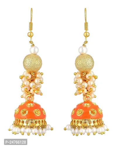 Kshitij Jewels Women's Trendy Alloy Earring - Orange [KJS326]-thumb2