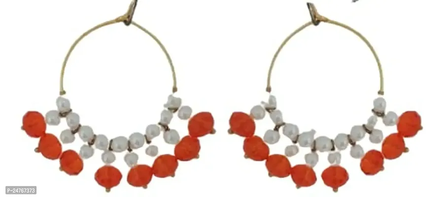 Kshitij Jewels Women's Fancy Alloy Earring - Orange [KJP113]