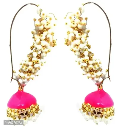 Kshitij Jewels Women's Beautiful Alloy Earrings - Pink [KJD149]-thumb0