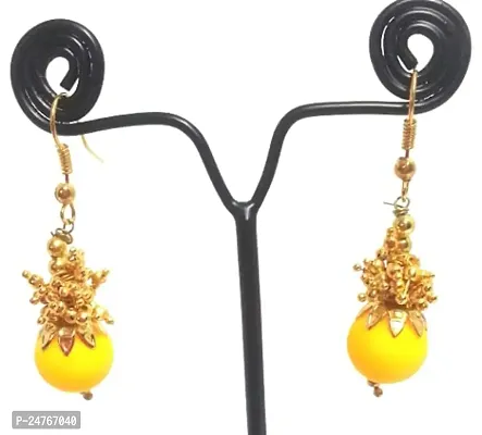Kshitij Jewels Women's Charming Alloy Earrings - Yellow [KJN077]