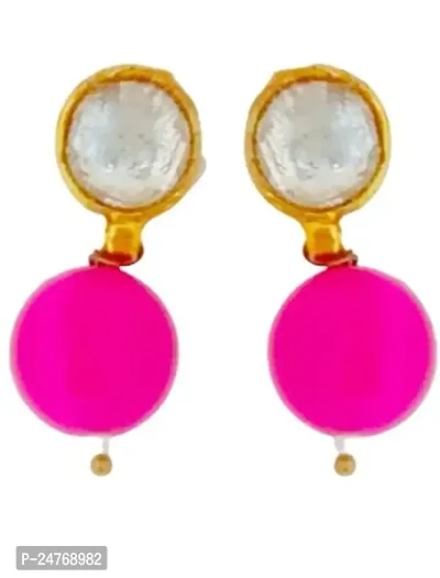 Kshitij Jewels Women's Attractive Alloy Earring - Pink [KJP154]