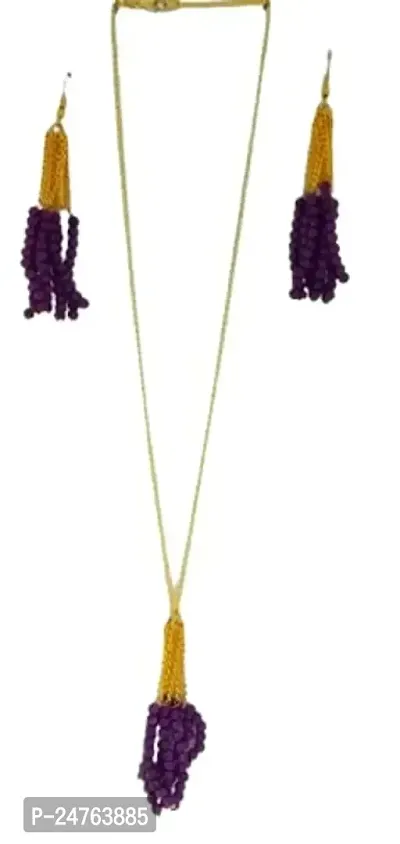 Kshitij Jewels Women's Beautiful Necklace Sets - Purple [KJP321]-thumb0