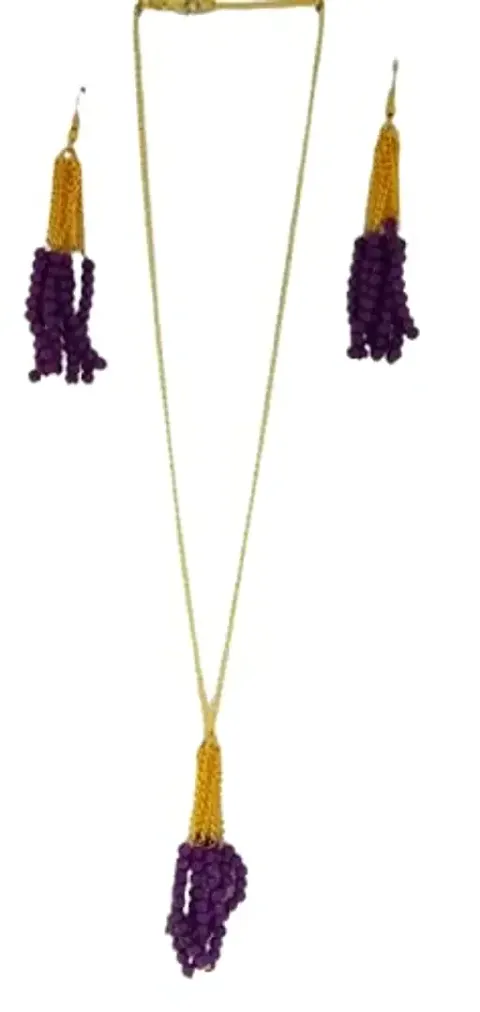 Kshitij Jewels Women's Beautiful Necklace Sets - Purple [KJP321]