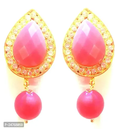 Kshitij Jewels Women's Trendy Alloy Earring - Pink [KJD022]-thumb0