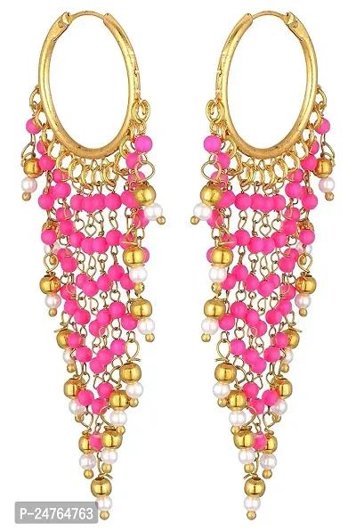 Kshitij Jewels Women's Stunning Alloy Beaded Earring - Pink [KJS185]-thumb0