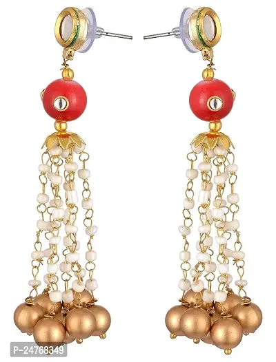 Kshitij Jewels Women's Stunning Alloy Beaded Earring - Red [KJS247]