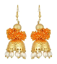 Kshitij Jewels Women's Pretty Alloy Earring - Orange [KJS297]-thumb1