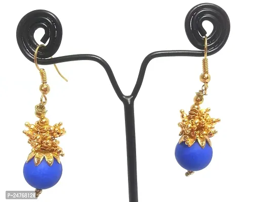 Kshitij Jewels Women's Charming Alloy Earrings - Blue [KJN075]