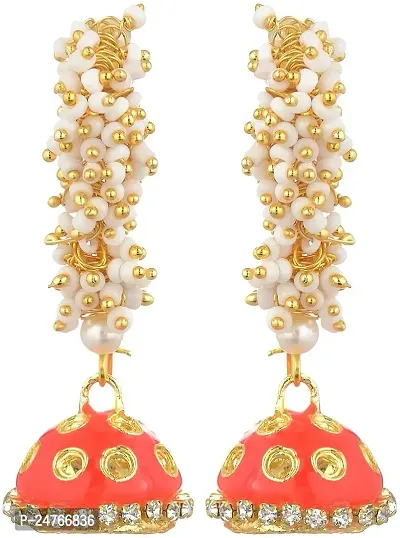 Kshitij Jewels Women's Trendy Metal Earring - Orange [KJS156]-thumb0